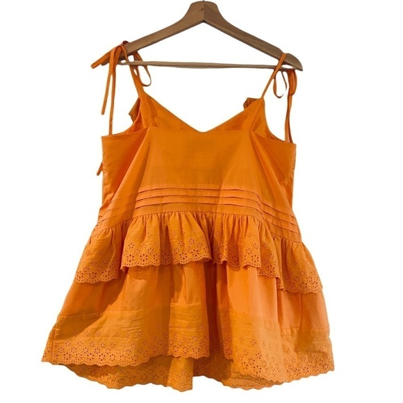 ANTHROPOLOGIE X MARE MARE Josephine Ruffle Eyelet Lace Trim Top Orange Size S - Picture 9 of 11